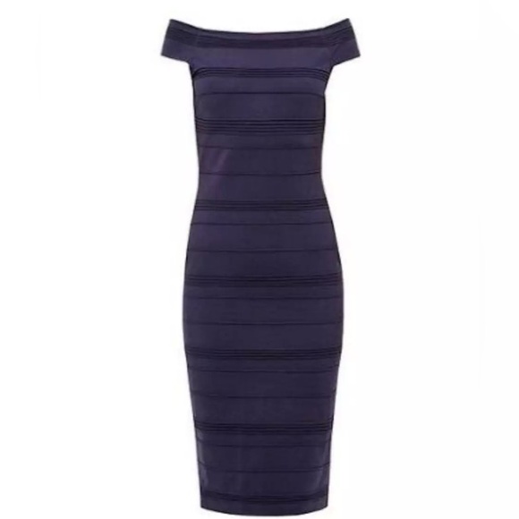Ted Baker London Dresses & Skirts - TED BAKER- Women’s Dark Blue Inan Textured Bardot Dress size O